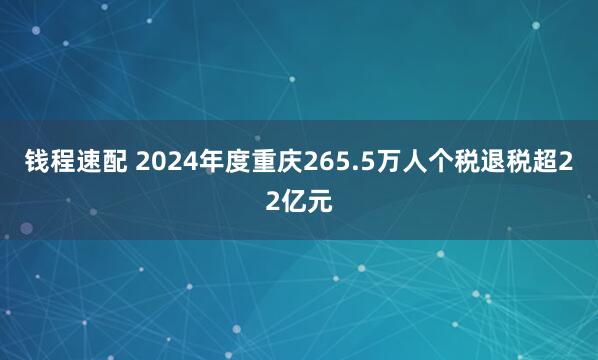 钱程速配 2024年度重庆265.5万人个税退税超22亿元
