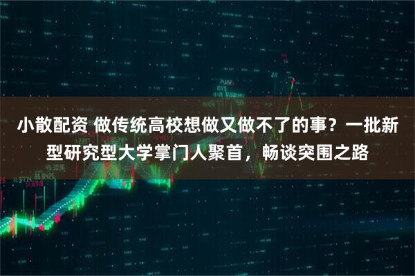 小散配资 做传统高校想做又做不了的事？一批新型研究型大学掌门人聚首，畅谈突围之路